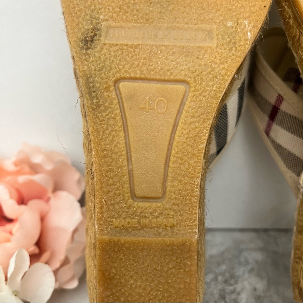 Burberry Beige Plaid Espadrille Wedge Sandals - Picture 12 of 14